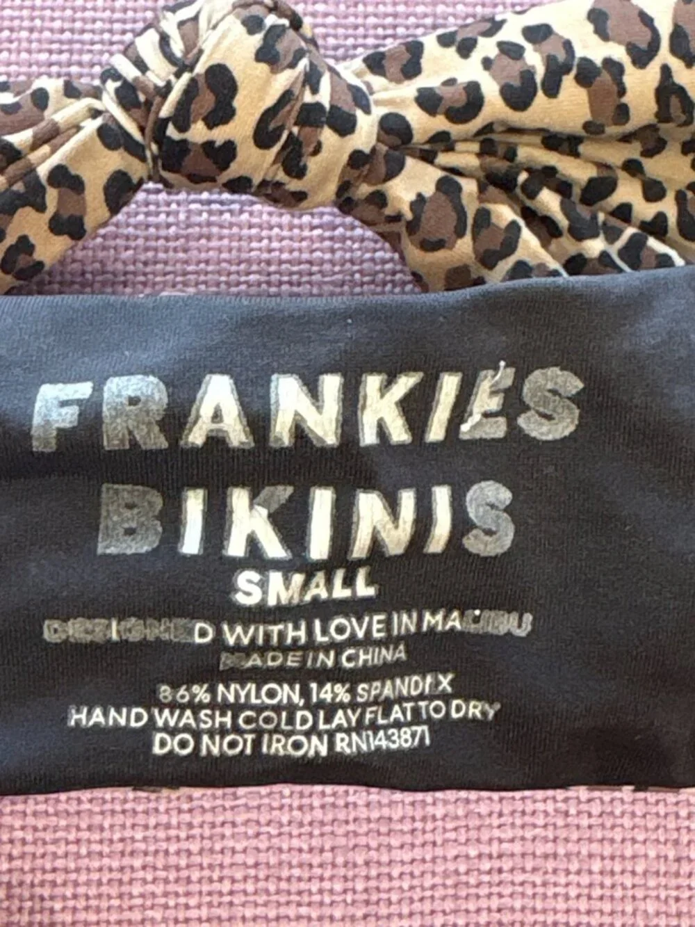 Frankies Bikinis Crescent Bandeau Bikini Top in Baby Leopard Small Womens Swim
